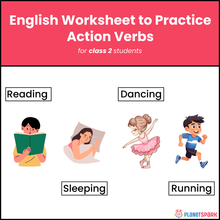 Class 2 Grammar Worksheet on Verbs (Action Words)