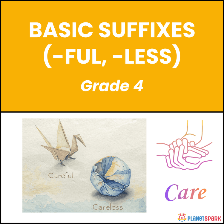 Class 4 Basic Suffixes -ful -less Grammar Worksheet